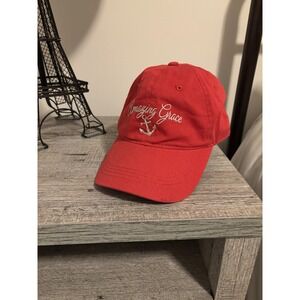 NWOT Heavenly Outdoor Cap Red "Amazing Grace" Anchor Baseball Cap Hat OS